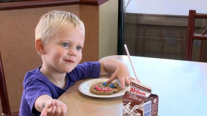 Sept. 25 2013 - Alex, 3, eats a Smile Cookies at the Tim Hortons in Amherstburg. (PHOTO by Jolene Perron)