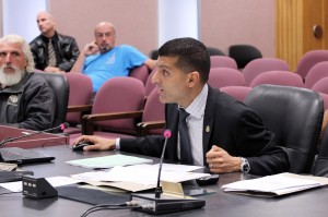 Mayor Eddie Francis presents a proposal during city council at city hall Oct. 7.  The City of Windsor voted to move forward with their bid for the 2014 Ontario Summer Games.  (Photo by Justin Prince)