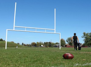 Senior football player Adam Barron walks off the field for the last time in his General Amherst football uniform in Amherstberg on Oct. 11 (PHOTO by Jolene Perron) 