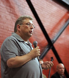 WINDSOR, ONT.: SUNDAY, SEPTEMBER 21, 2014. – Ward 4 municipal election candidate Brian Cazaspeaks to the audience during the Ward 4 Candidate Debate at the Walkerville Brewery in Windsor on Sunday, September 21, 2014. The debate, which was held by the Windsor Philosophical Arts Association, featured all six candidates for the election on Oct. 27. The topics ranged from arts and culture, to homelessness, to the City of Windsor’s Auditor General Position. (The Converged Citizen Photo by / Justin Prince)