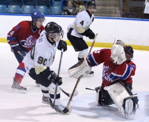 LaSalle Vipers Brett Primeau scoring the teams first goal of the game on Wednesday Oct, 29, 2014 at the Vollmer Recreation Complex.  (Photo By/Chelsea Lefler)