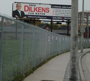 WINDSOR, Ont (14/23/10)-Are some candidates breaking the city's By-laws by using billboards, the City of Windsor says sign By-laws need to be revised Oct. 23.Photo by Shaun Garrity