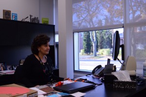 Vice principal Joanne Chiandussi working at her desk (PHOTO BY JORDAN CASCHERA)