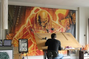 Tony Gray works on a page for a comic in his studio on 1378 Ottawa St. in Windsor on Nov 7. (Photo/JOSH TEIXEIRA)