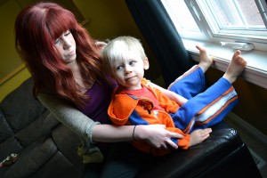 Melissa Hansen and her son Preston, 3, at their house in Windsor on Feb. 9, 2015. Hansen is an advocate for child vaccinations. (Photo by Allanah Wills)