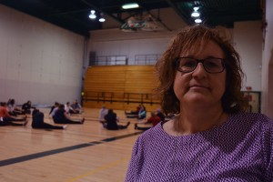 ​WINDSOR ON. MARCH 27 2015. ---Kathryn Markham-Petro, poses for a photo in the middle of teaching a student teacher class held in the gym on March 27, 2015. The students all hope to obtain teaching grades in elementary schools. PHOTO BY/DAVID DYCK  