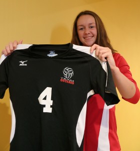WINDSOR, ONT.: JULY 28, 2015 – Windsor volleyball player Caylee Parker, 15, holds her Team Ontario National Team Challenge Cup jersey while posing for a photograph at her house in Windsor on July 31, 2015. Parker was selected for Volleyball Canada’s Youth National Development Program while Layne Van Buskirk (not pictured) made the junior roster. (The Converged Citizen Photo by / Justin Prince)
