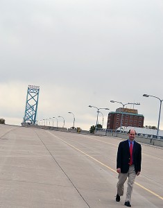 Vice Chairman of the Ambassador Bride, Matt Moroun, walks up to the press conference in Windsor on Thursday, October 15, 2015. Moroun was addressing the current condition of the bridge. 