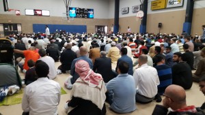 Muslims gather for Eid-ul-Adha prayer at the WFCU Centre on September 24, 2015. Photo by Rabiul Biplob 