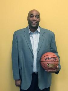 Vice President of Basketball Operations for the Windsor Express Bill Jones poses for a protrait at his office with his basketball autographed by the team. 