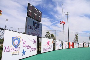 The Canadian flag waves at half-mast in honour of Taneysha Harris at Miracle League of Amherstburg diamond (Photo Todd Shearon)
