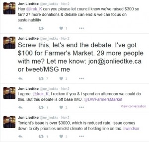 A screenshot of Jon Liedtke's Twitter account Nov. 2 after City Council rejected the Downtown Residents Association's proposal to reduce fees. 