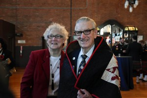 Larry Costello (right) poses with his wife (left) after receiving his Quilt of Valour on Nov. 8, 2015 (Photo by Johnathan Hutton)