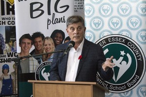 Alan Halberstadt, board chairman for the Greater Essex County District School Board, announces $30 million in capital grants from the province at the board’s administration office Nov. 9. The funds will be used to build two new schools in Windsor and Essex County. 