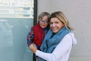 (left to right) Brady Novak, 5, and his mother Stephanie Segave pose for a photograph outside the TD Student Centre. Segave makes weekly trips to Windsor to take her son to programs and appointments.