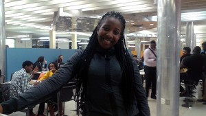 Law student Claire Mirembe of Nigeria is photographed in the University of Windsor’s cafeteria on Nov. 26. She is one of the school’s 2,500 international students, many of whom will not be returning home for the holidays this year. Photo by Taylor Busch.