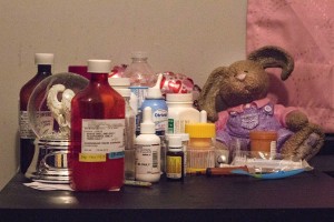 WINDSOR, Ont. (2/10/15) - Several bottles of medication are lined up in 21-month-old Sasha LePage's room in her old home on Barrymore Lane in west Windsor on Friday, Oct. 2, 2015. LePage has to take more than 10 medications a day to help her with health issues related to Cystic Fibrosis. Her mother Merisa and father Joseph administer the medications in the morning, at lunch and in the evening. Photo by Sean Previl, The Converged Citizen.