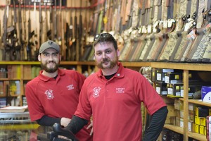 (From left to right) Jacob and Nathan Soucie are shown working at General Gun and Supply March 4. Photograph by Kati Panasiuk 