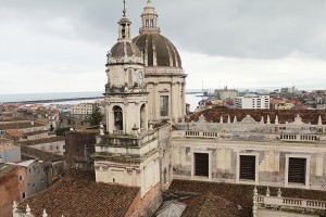 The skyline and view of rooftops in Catania, Sicily.