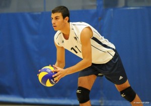 Former Windsor Lancer Adam Tyson getting ready to serve (Photo By University of Windsor PhotoTeam)
