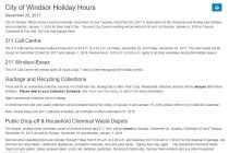 Limited working hours during holidays for services by City of Windsor