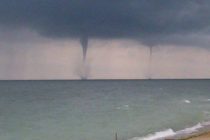Waterspouts visible on the Great Lakes