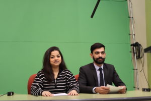 St Clair College students working hard to make their live Tv news show successful. Photo By Sanyam Sharma