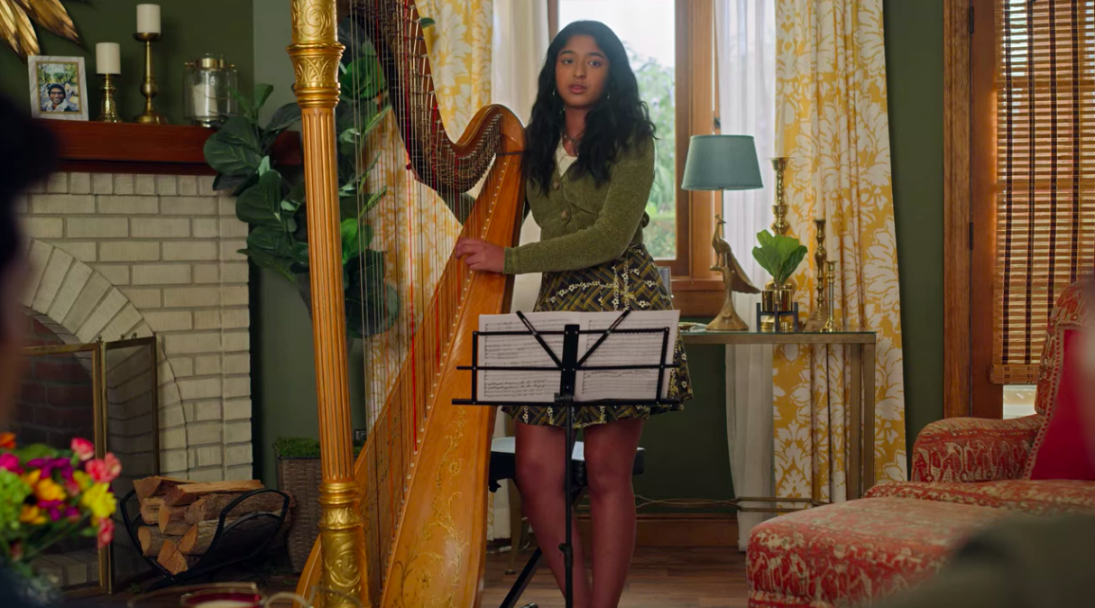Maitreyi Ramakrishnan said the harp was the "biggest thing" she took from the show's set